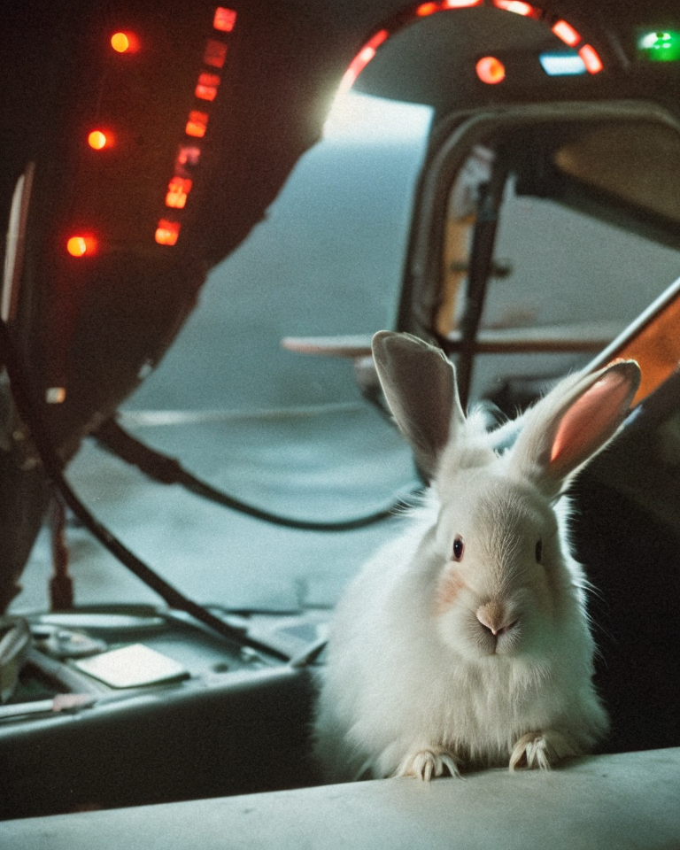 00553-2593590116-classicnegative photo of a cute white fluffy rabbit sitting in the command seat of a spaceship, dimly lit, sci-fi character conc.png